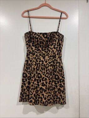 Reformation Leopard Print Spaghetti Strap Mini Dress - Black & Brown